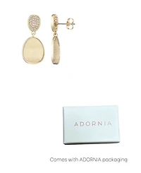 Adornia Gold Crystal Satin Finish Drop Earrings