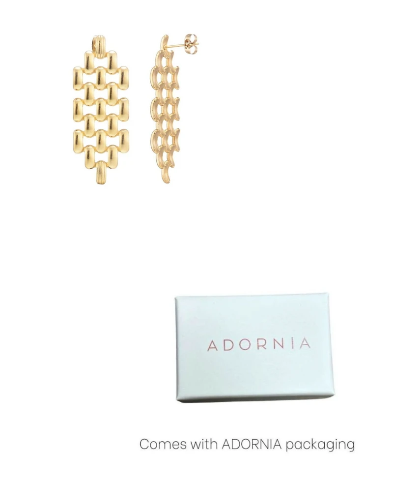 Adornia Tarnish Resistant Gold Grid Drop Earrings
