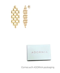 Adornia Tarnish Resistant Gold Grid Drop Earrings