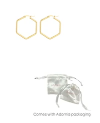 Adornia Tarnish Resistant Gold Hexagon Hoop Earrings