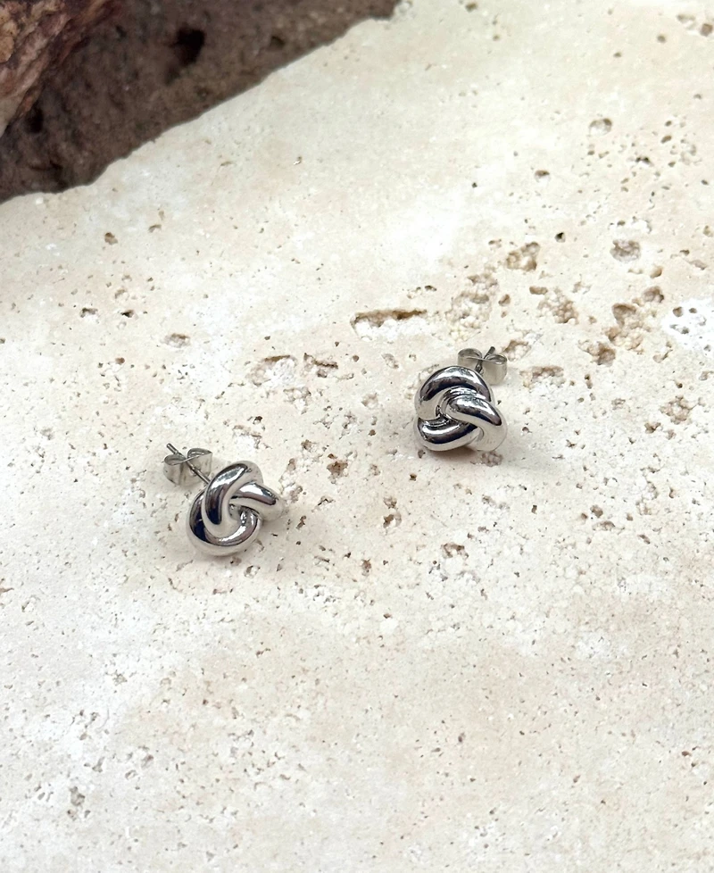 Adornia Silver Chubby Knot Stud Earrings