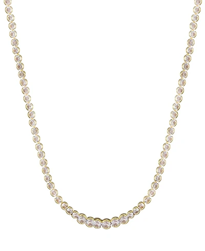 Adornia Gold Crystal Bezeled Tennis Necklace