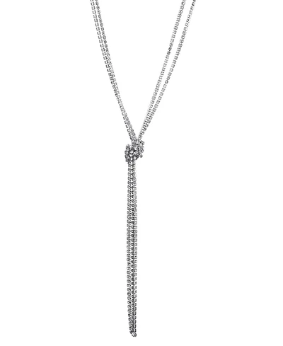 Adornia Silver Crystal 32" Tennis Knotted Lariat Necklace