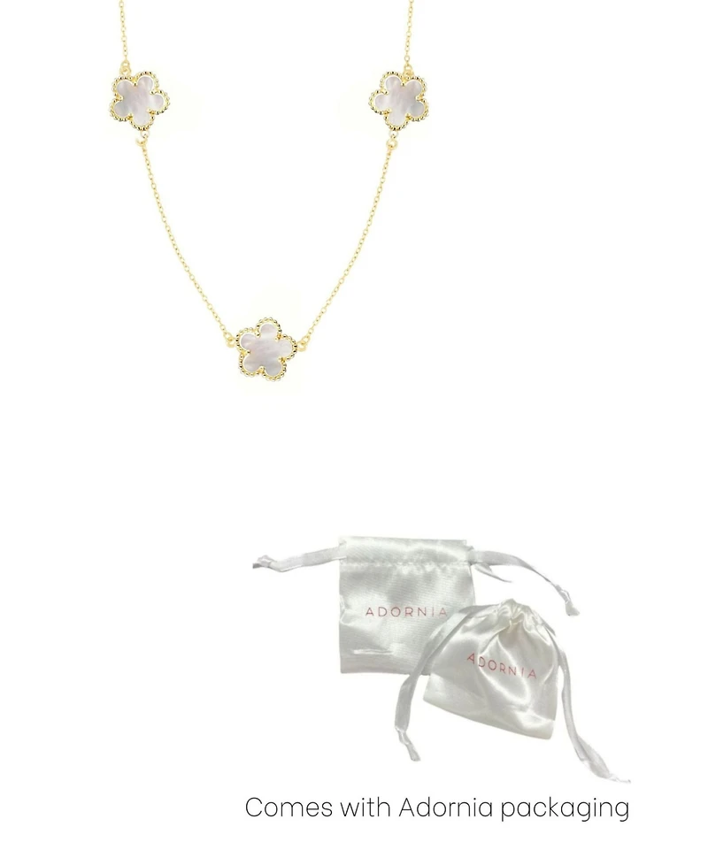 Adornia Gold Mother of Pearl 36" 5-Leaf Clover Station Necklace