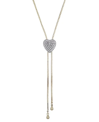 Adornia Gold Cz Heart Bolo Necklace