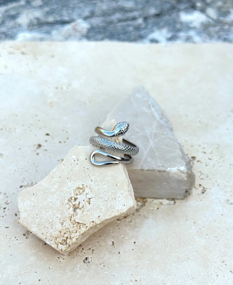 Adornia Tarnish Resistant Silver Curvy Snake Ring