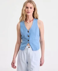 On 34th Womens V Neck Button Front Vest Mid Rise Bermuda Shorts Macys Exclusive