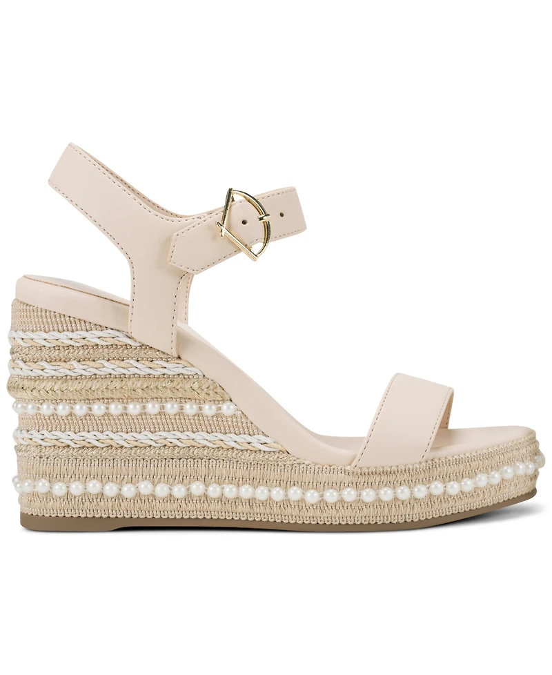 Karl Lagerfeld Paris Women's Calzona Round Toe Wedge Sandals