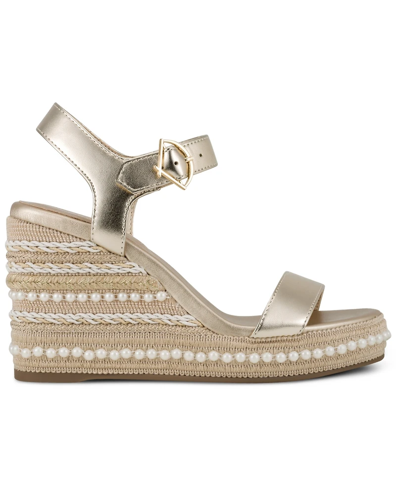 Karl Lagerfeld Paris Women's Calzona Round Toe Wedge Sandals