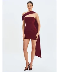 Miss Circle Women Ovelia Crimson Satin Ribbon Strapless Mini Dress