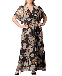 Kiyonna Plus Carmella Flutter Sleeve Gown