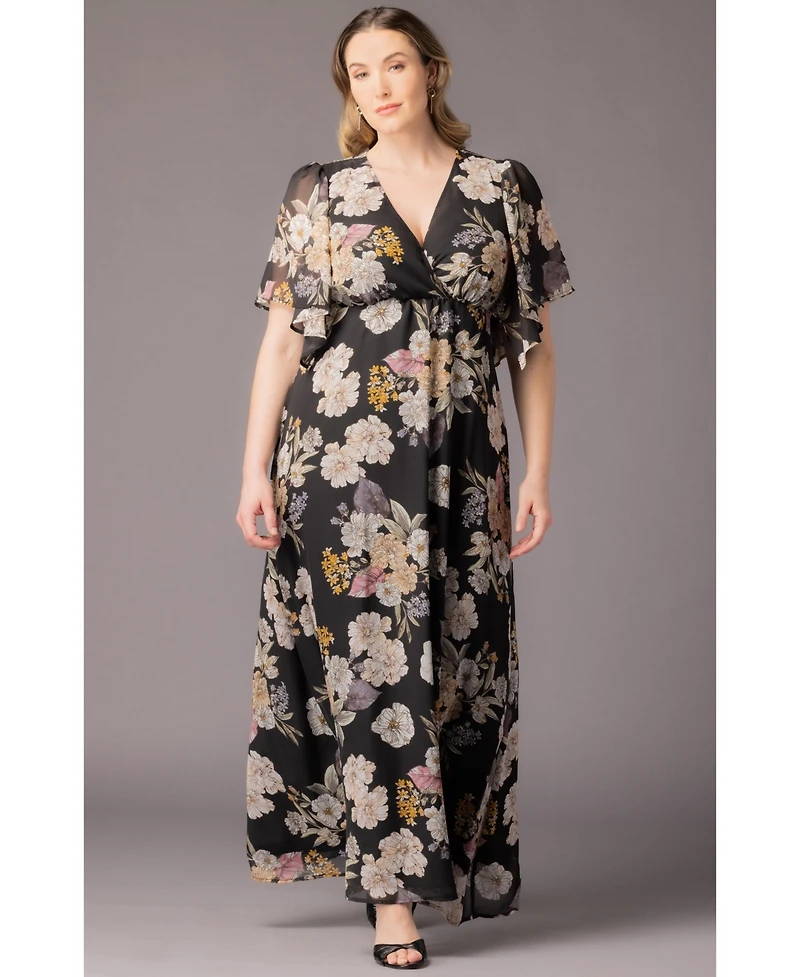 Kiyonna Plus Carmella Flutter Sleeve Gown