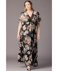 Kiyonna Plus Carmella Flutter Sleeve Gown