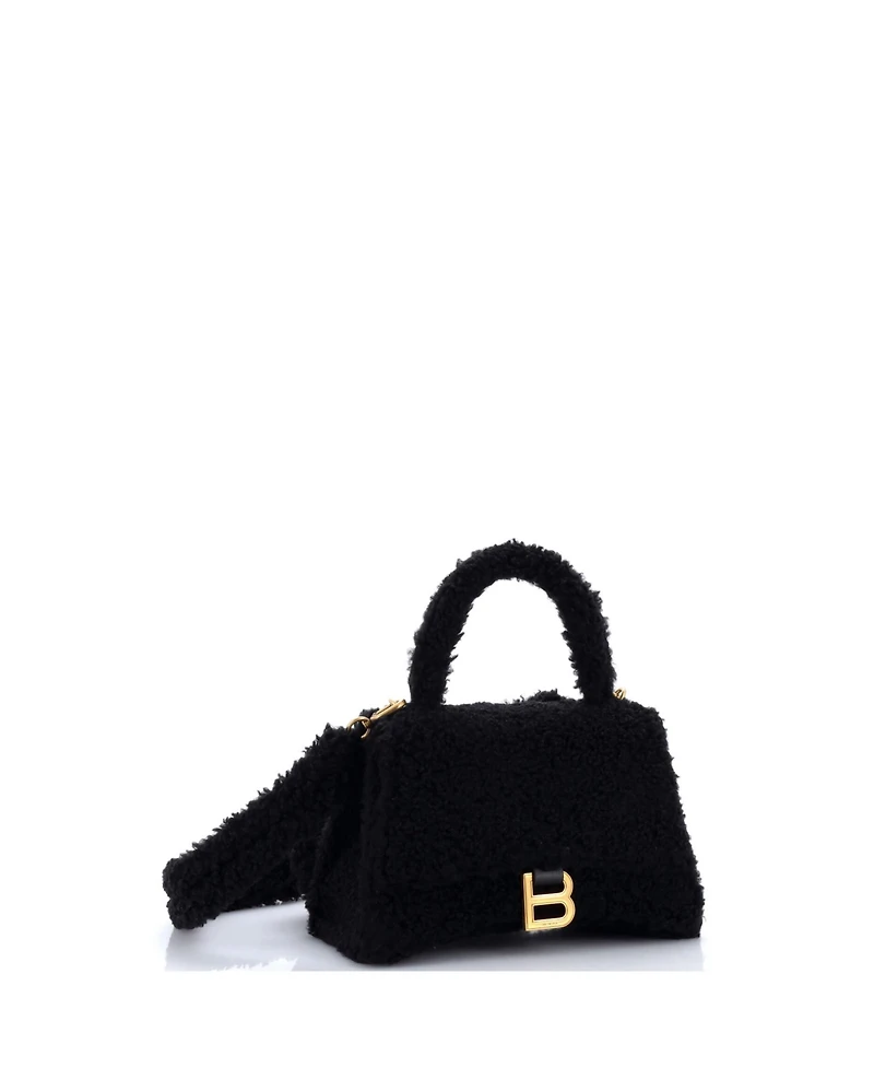 Pre-Owned Balenciaga Small Fluffy Hourglass Top Handle Bag Faux Fur