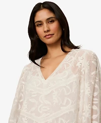 Sanctuary Women's Long-Sleeve Embroidered Blouse
