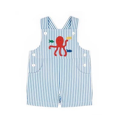 Florence Eiseman Baby Boy Stripe Seersucker Shortall With Octopus