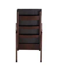Flynama Dark Brown and Espresso Contemporary Rocking Chair with Armrest Removable Foam Cushions Faux Leather Upholstery