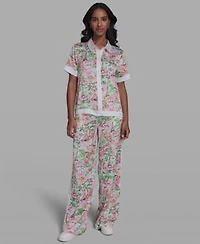 Karl Lagerfeld Paris Printed Camp Shirt Soft Pant