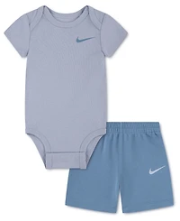 Nike Baby Boys' and Girls' Short-Sleeve Bodysuit Shorts, 2-Piece Set