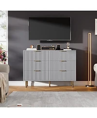 gaomon Zebra Six-Drawer Cabinet with Large Desktop, Modern Honeycomb Design, Gold Handle, Practical Storage Solution, and Artistic Sense for Bedroom