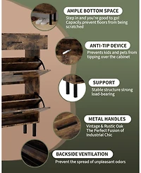 gaomon Narrow Shoe Cabinet Storage for Entryway, 3 Drawers, Freestanding Organizer Wooden,Shoe Rack with 3-Tier Adjustable Shelves