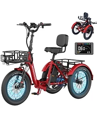 Mooncool Tk Pro 750W Foldable Electric Tricycle for Adults, 20" x 3.0" Wheel