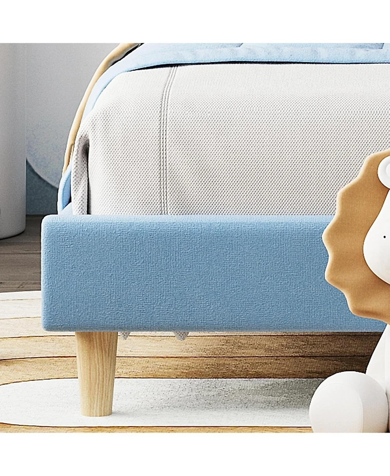 Draft - Gaomon Twin Xl Bed Frame for Kids, Velvet Upholstered Platform with Height Adjustable Headboard, Wood Slat Support, Easy Assembly