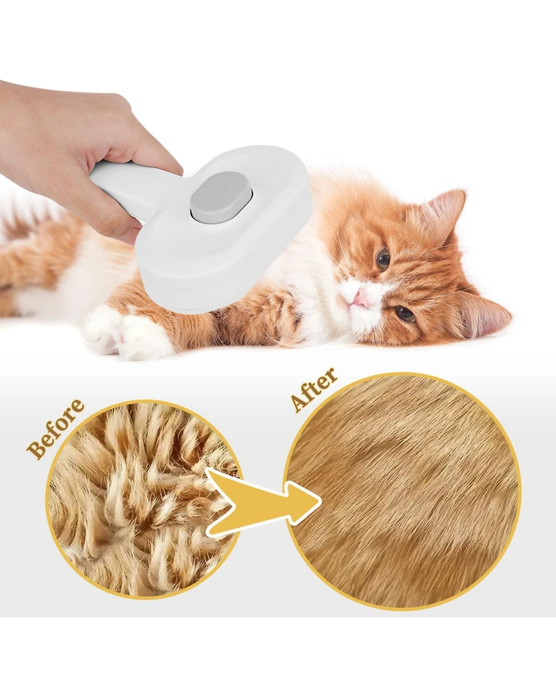 Aostirmotor Pet Grooming Brush for Dogs & Cats, Detangling Shedding Tool with Ergonomic Handle