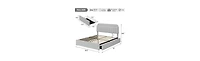 gaomon Full Bed Frame with Storage Headboard, Kids 2 Drawers, Boucle Upholstered Platform Bookcase, No Box Spring Needed, Easy