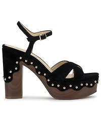 Jessica Simpson Women's Samintia Studded Wooden Platform Sandals