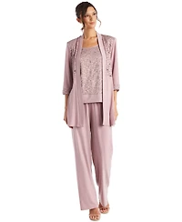 R & M Richards Petite Round Neck Top, Jacket Pants, 3-Piece Set