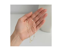 Rachel Glauber Classic Bezel Set Cubic Zirconia Chain Station Necklace