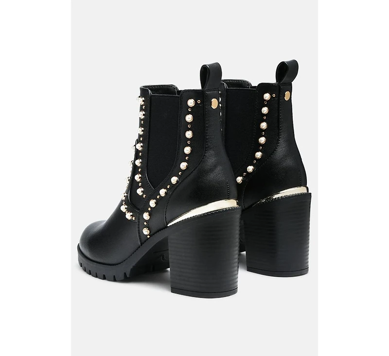 London Rag Women's Cherin Pearl Studded Chelsea Boots