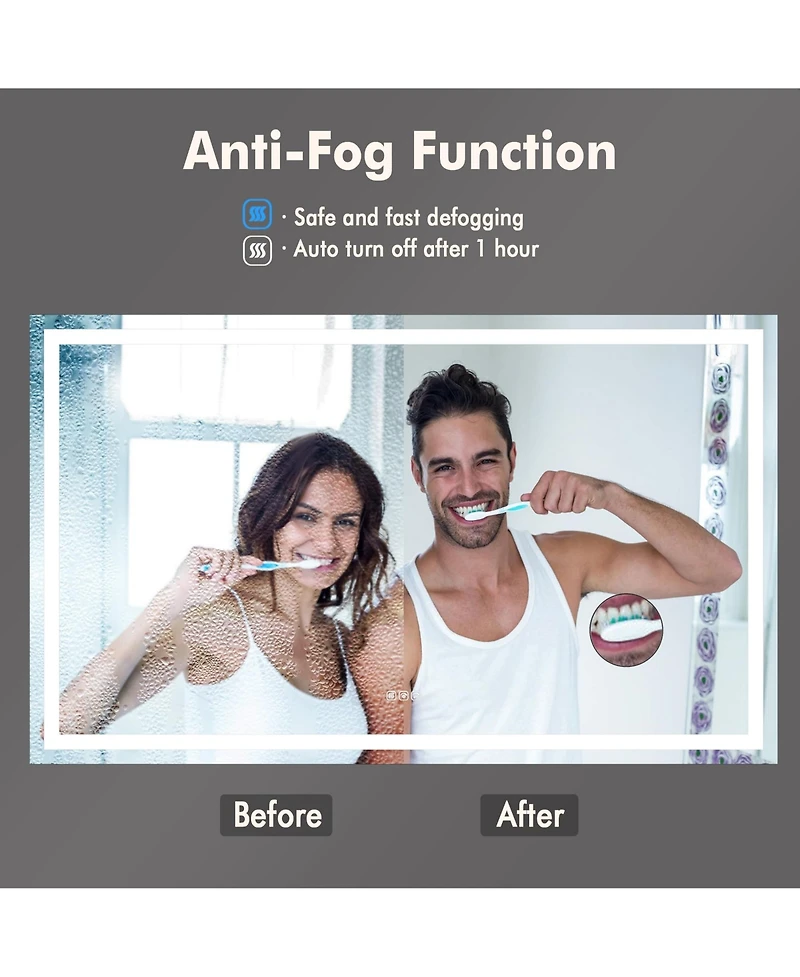 Homfan 60X36 Led Bathroom Vanity Mirror with Dimmable Dual Front & Back Lights, Memory Settings, Shatterproof Tempered Glass