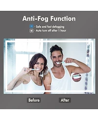 Homfan 60X36 Led Bathroom Vanity Mirror with Dimmable Dual Front & Back Lights, Memory Settings, Shatterproof Tempered Glass