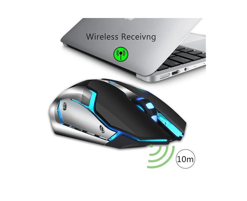 Risokeys Gaming Mouse-2.4G Wireless Rechargeable Mouse, 7-Color Rgb Backlit, 4 Adjustable Dpi, Ergonomic Design for Pc, Laptop, Gamers & Office Users