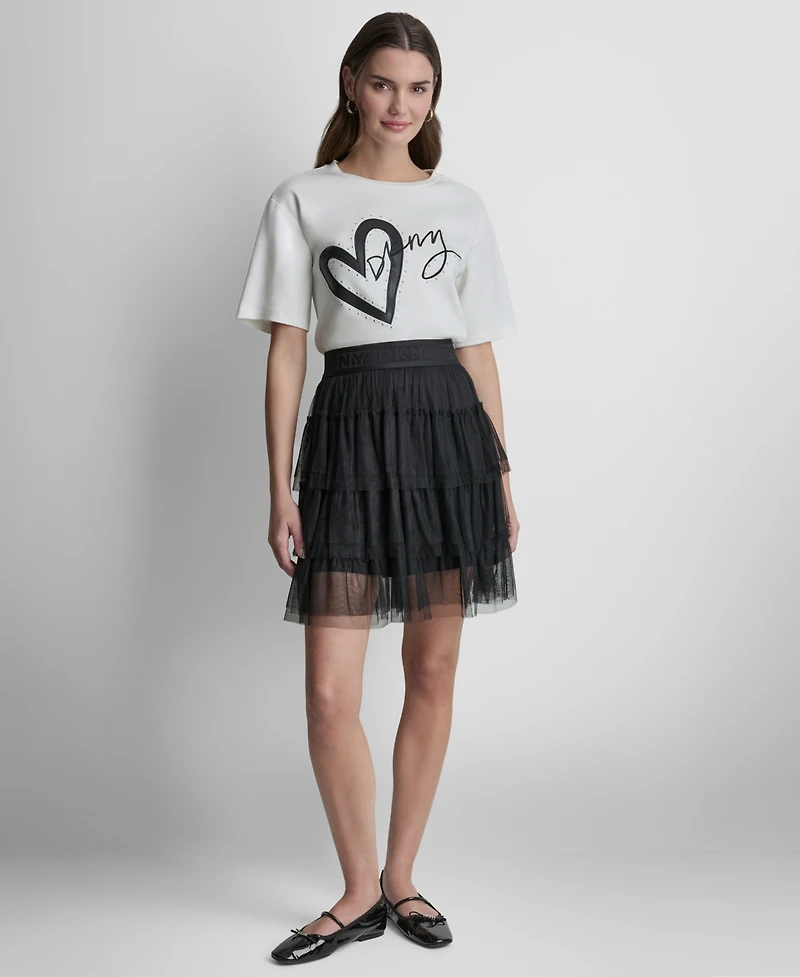 Dkny Women's Pull-On Mesh Tulle Mini Skirt