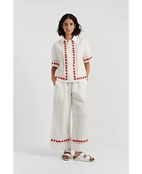 Chinti & Parker Women's Linen-Blend Strawberry Shirt