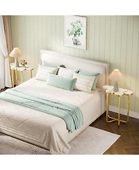 Tribesigns Narrow Side Table, Half-Flower Accent Side Table with Stylish Gold Frame, White and Gold End Tables, 26-Inch Tall Faux Marble Nightstand