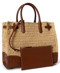 Lauren Ralph Lauren Woven Straw Medium Devyn Tote Bag