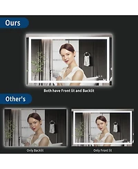 Homfan Led Bathroom Mirror with Front and Backlit Illumination, Dimmable Smart Vanity Mirror with Anti-Fog Feature