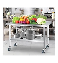 Gaomon Kitchen Table Stainless Steel Table Commercial Prep Work Table for Dining Room, Home Office, Living Room