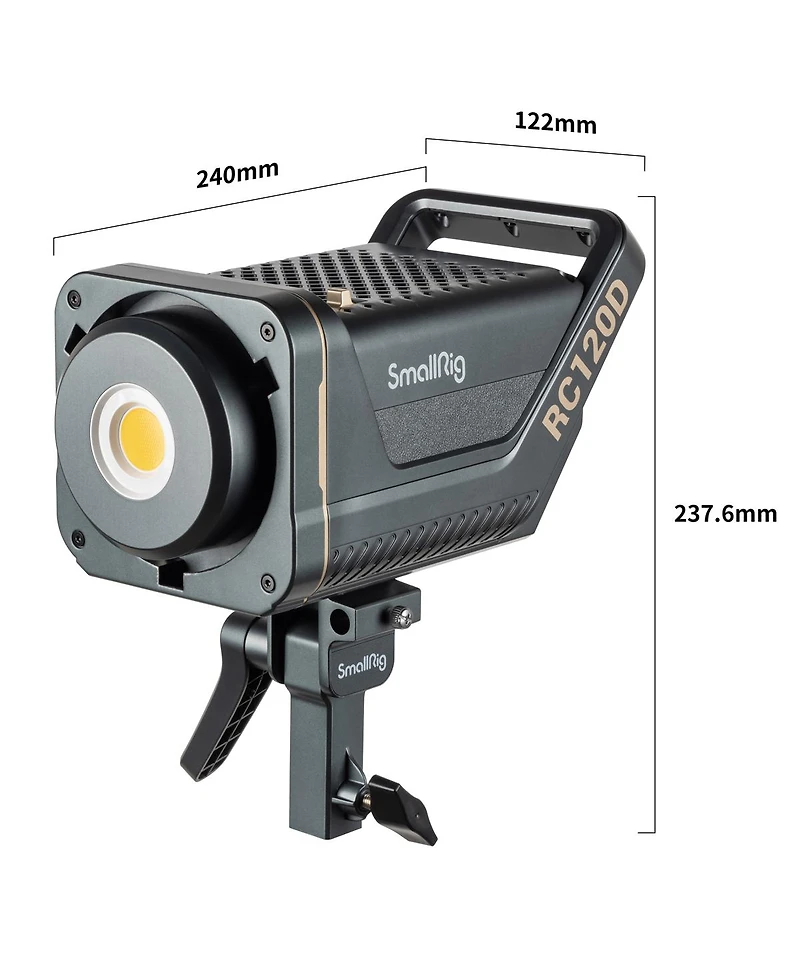 SmallRig Rc 120D 150W Daylight Cob Led Video Light, American Standard, Bundle with Pro 9.5' Air-Cushioned Light Stand