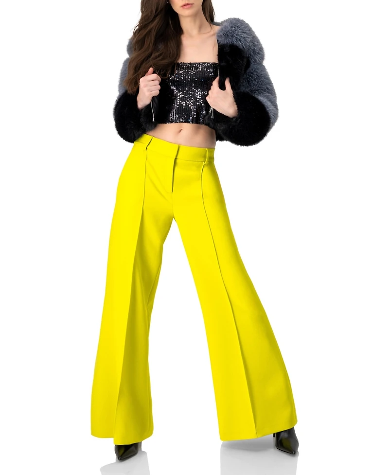 Ivonne Women's Wide-Leg Trousers with Side Pockets