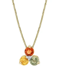 Macy's Green Sapphire (1/3 ct. t.w.), Orange Sapphire (1/3 ct. t.w.) and Yellow Sapphire (1/3 ct. t.w.) Pendant Necklace in 14k Yellow Gold