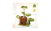 Aostirmotor Machine-Washable & Space-Saving Cat Tree, 36-Inch Jungle Theme with Removable Peach Skin Cover, Sisal Scratching Post & Toys