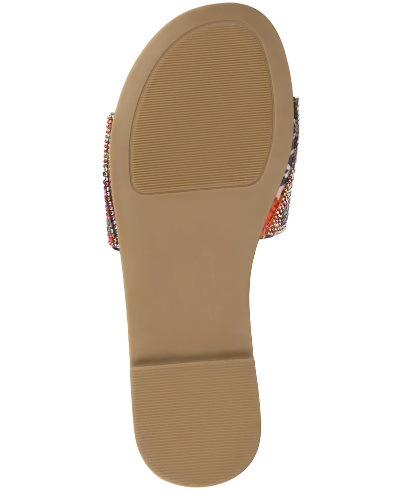 Journee Collection Women's Maria Slip On Metallic Beaded Slide Sandals