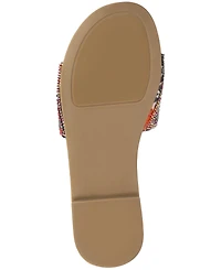 Journee Collection Women's Maria Slip On Metallic Beaded Slide Sandals