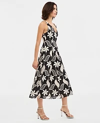 Maggy London Women's Cotton V-Neck Sleeveless Midi Dress