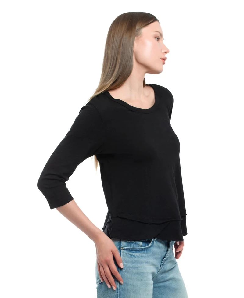 Wilt Clothing Women's 3/4 Sleeve Mock Layer Tee